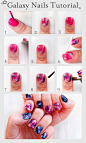 Pretty (Squared) galaxy nails tutorial nail art tutorial