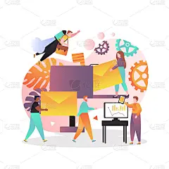 邮政矢量概念为网页横幅，网站页面