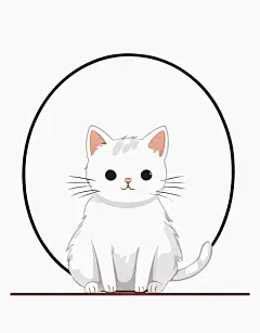 呆萌小猫矢量插画图形