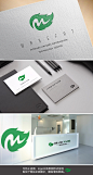 优雅字母Mlogo绿叶品牌标志设计