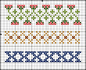 16th Century Germanic cross stitch border patterns! They're from a sampler described as "...probably German, appears to be a sampler for church linen; the motifs are in the style of the earliest group of pattern-books, about 1523-40" (King).