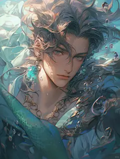 AI绘图｜男美人鱼_4_语墨AI画师_来自小红书网页版