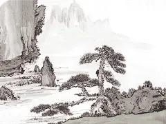 古风水墨山水免扣素材