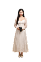 甜美少女旅游长裙春季出行少女人物免抠元素