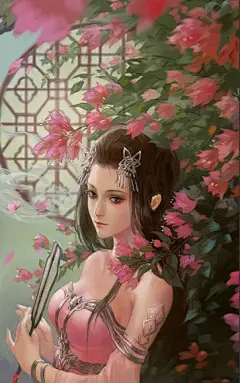 #古风插画# #古风美图#银色骐骥的古风插画有那么一丝的游戏原画人物的感觉，这种古风CG插画欣赏起来，也是醉醉哒~ ​​​​