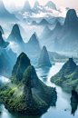 AI数字艺术桂林山水图片-众图网