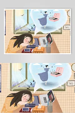 白日做梦古代成语故事插画-众图网