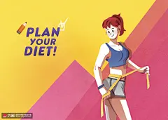 瘦身计划美女腰围瘦腰减肥运动健身插画健身运动素材下载-优图网-UPPSD