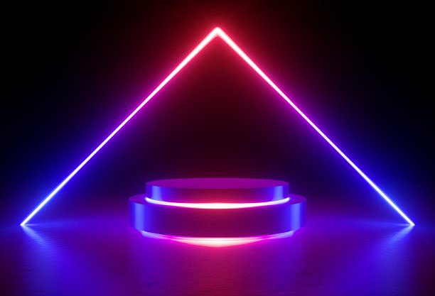 3d render, neon ligh...