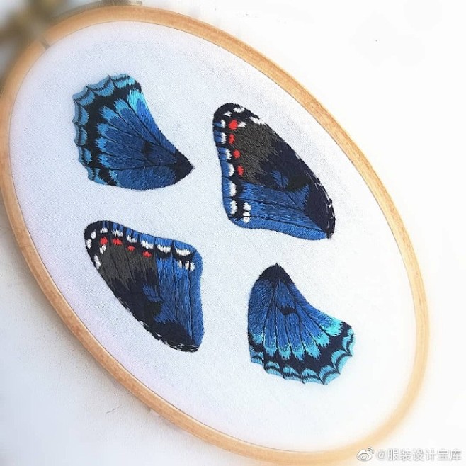 刺绣超话 精致的蝴蝶刺绣，还有美美的蝴...