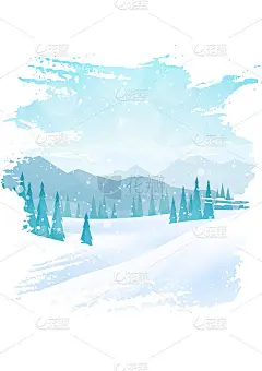 冬天的风景。平坦的插图。山的风景。旅行理念的发现。徒步旅游。冒险。极简主义的平面海报。多边形平面设计