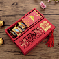 喜糖盒子创意中国风雕刻镂空流苏糖果盒百年好合抽屉盒结婚礼品盒-淘宝网