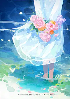 手捧鲜花_我是俊鹏的插画作品_涂鸦王国_原创插画平台