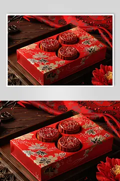 AI数字艺术中秋节送礼月饼礼盒图片