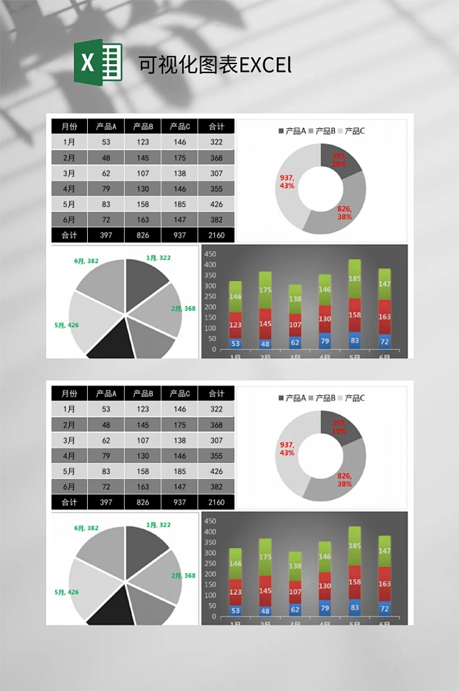 灰黑色可视化图表EXCEl-众图网-花瓣网