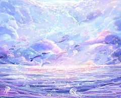 所有人类的灵魂都是海里一条巨大的鱼，出生的时候从海的此岸出发，在路途中，有时相遇，有时分开，死的时候去到海的彼岸，之后变成一条沉睡的小鱼，等待多年后的再次出发，这个旅程永远不会结束，生命往复不息 #壁纸# ​​​​