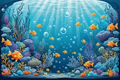 海床海底鱼类海洋大海珊瑚海洋插画图片