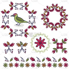 可爱的啄木鸟卡通矢量插图主题集