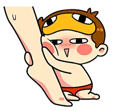 卡通表情，抱大腿