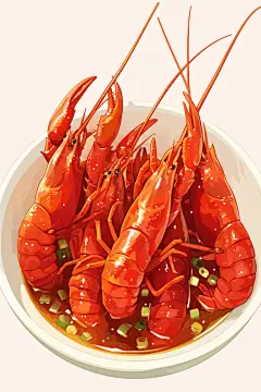美食街小龙虾美食原创插画