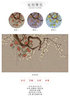 戈黎斯 新中式电视背景墙墙纸壁纸花鸟卧室客厅无缝墙布定制壁画-tmall.com天猫