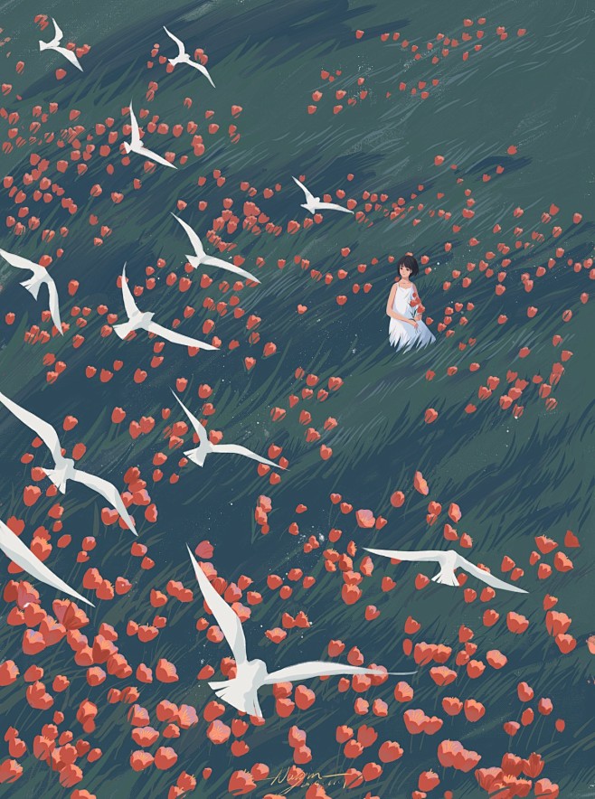 飞鸟_南引__插画师作品_涂鸦王国gra...