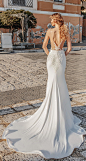 katherine joyce 2019 bridal sleeveless deep plunging v neck heavily embellished bodice elegant sheath wedding dress v back medium train (4) bv