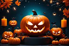 阴森气氛万圣节夜晚派对插画