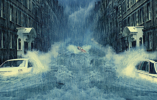 PhotoShop合成打造被暴雨冲击洪水...