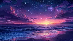 绝美海景，紫紫色系的晚霞海浪和星空✨_5_口袋壁纸（不回私信）_来自小红书网页版