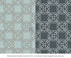 复古无缝模式2颜色设置曲线圆角正方形交叉框架线