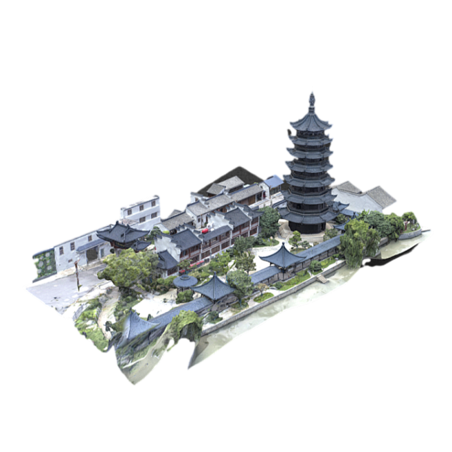 航拍扫描古建筑群3D模型