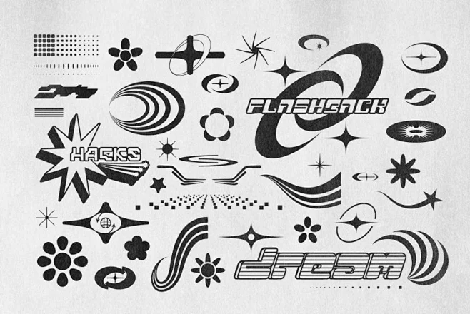 复古未来主义Y2K千禧风日本怀旧美学贴纸几何形状抽象元素 Y2K 240 Shapes Graphic - 设计元素 - 美工云 - 上美工云 ...