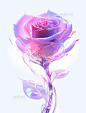 玻璃花霓虹灯光纯色背景玻璃花背景图