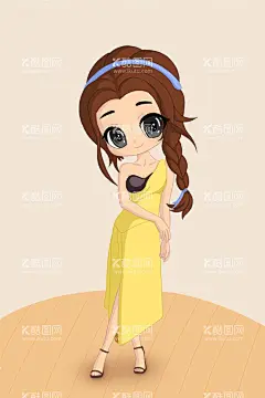 站立的麻花辫女孩  - 源文件下载【酷图网】插画人物,发卡,麻花辫,站立的人,连衣裙,卡通人物,人物素材,女士素材,女孩素材,女生素材