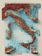 3D Relief ArtData cartography dataviz elevation data Italy maps vintage maps