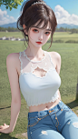 夏天 夏装清新美女 ai绘画 4k高清手机壁纸_彼岸图网