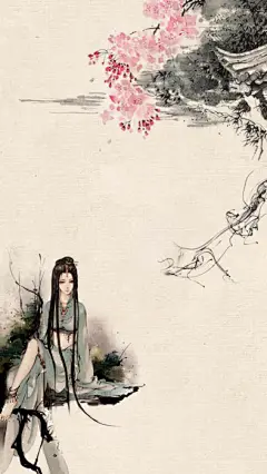 中国古风粉色桃花十里挑花宣传背景海报PSD模板 PS源文件设计素材 (69)