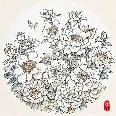 中国风中式插画图案手绘  - 源文件下载【酷图网】国潮插画纹样,中式图案,中国风设计,海报手绘设计,花朵花卉,电商自媒体,传统素材