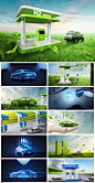 11款新能源电动汽车充电桩充电站PSD格式202143 - 设计素材 - 比图素材网