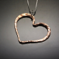 Hammered Copper Heart Pendant Necklace // Romantic Valentine's Day Gift铜心吊坠#手工# #项链# #饰品#