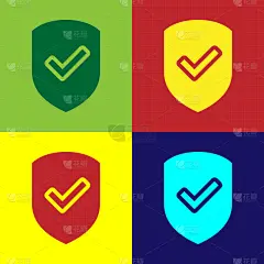 分离着色,彩色图片,盾,图标,复选标记,商务,安全,安全的,概念,核准的