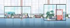 卡通手绘室内空间场景插画背景素材