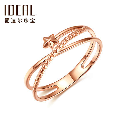IDEAL爱迪尔珠宝18K玫瑰金彩金戒指...
