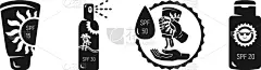 极简构图,高雅,图标集,瓶子,品牌名称,儿童,晒黑,夏天,太阳镜,喷