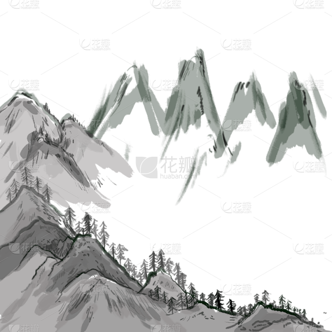工笔画风-水墨风-山水元素
