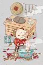 中国风猪年春节民俗系列之二十七宰只鸡