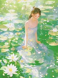 古风插画｜出水芙蓉