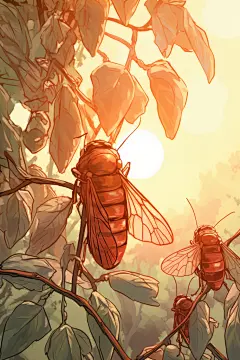 知了夏至插画素材