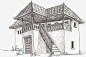 中国古代建筑素描矢量图 平面电商 创意素材